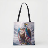 Bald Adler mit einer Träne und amerikanischer Flag Tasche (Vorderseite)