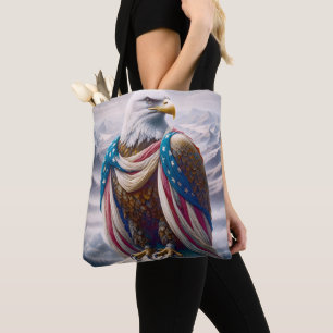 Bald Adler mit einer Träne und amerikanischer Flag Tasche
