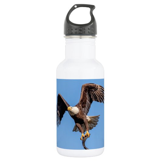 Bald-Adler mit Fisch Edelstahlflasche (Vorderseite)