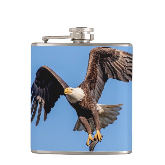 Bald-Adler mit Fisch Flachmann (Vorderseite)