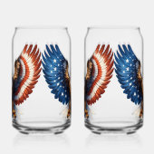 Bald Adler mit Flügeln unter amerikanischer Flagge Dosenglas (Links)