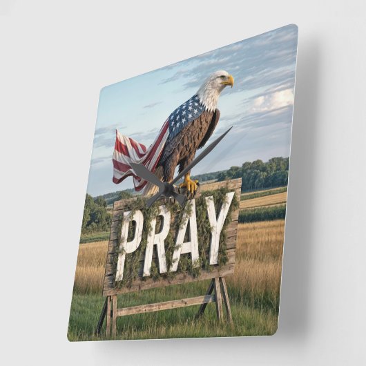 Bald Adler mit rustikalem Bettenzeichen Quadratische Wanduhr (Winkel)