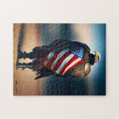 Bald-Adler mit Rüstung, die eine amerikanische Fla Puzzle (Horizontal)