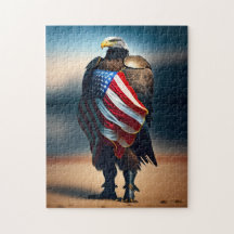 Bald-Adler mit Rüstung, die eine amerikanische Fla