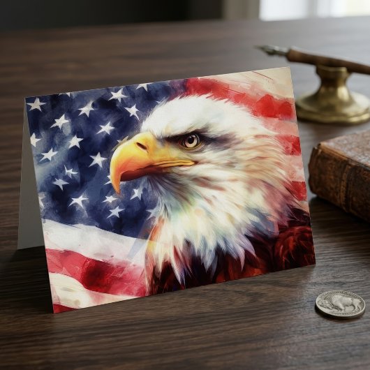 Bald-Adler mit USA-Flagge Dankeskarte
