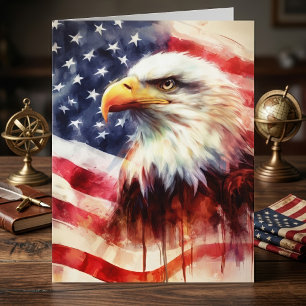 Bald-Adler mit USA-Flagge Dankeskarte