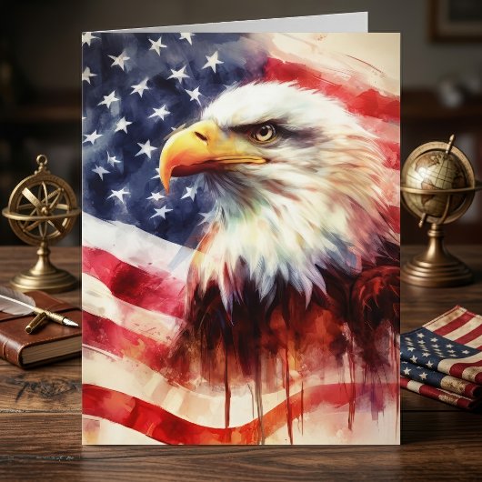 Bald-Adler mit USA-Flagge Dankeskarte
