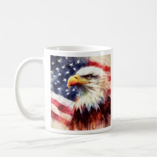 Bald-Adler mit USA-Flagge Kaffeetasse (Links)