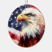 Bald-Adler mit USA-Flagge Keramik Ornament (Links)