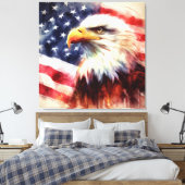 Bald-Adler mit USA-Flagge Leinwanddruck (Insitu (Schlafzimmer))