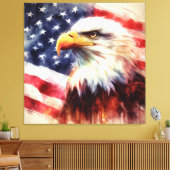 Bald-Adler mit USA-Flagge Leinwanddruck (Insitu (Wohnzimmer))