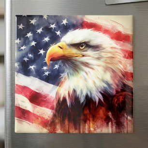 Bald-Adler mit USA-Flagge Magnet