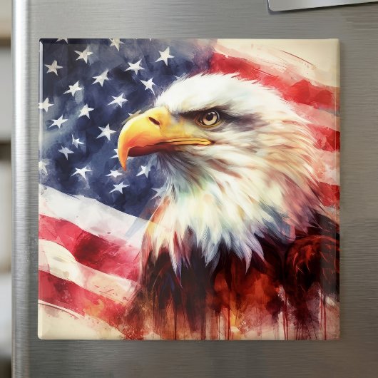 Bald-Adler mit USA-Flagge Magnet