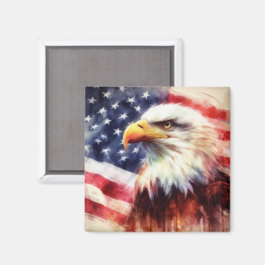 Bald-Adler mit USA-Flagge Magnet (Vorderseite/Rückseite)