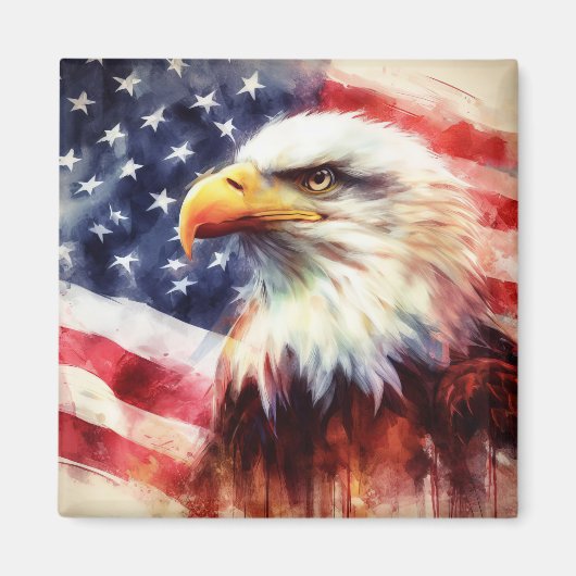 Bald-Adler mit USA-Flagge Magnet (Vorne)