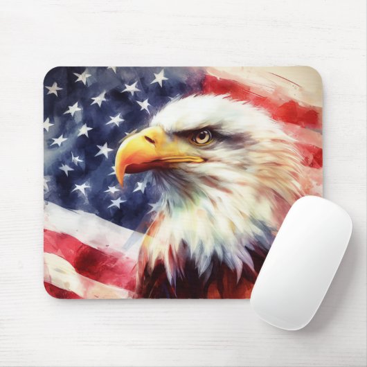 Bald-Adler mit USA-Flagge Mousepad (Mit Mouse)