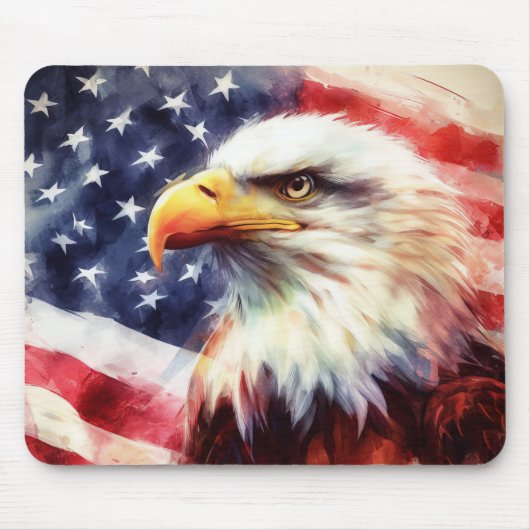 Bald-Adler mit USA-Flagge Mousepad (Vorne)