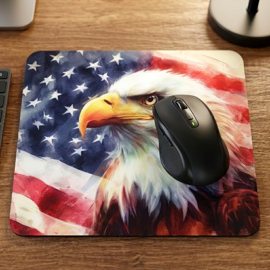 Bald-Adler mit USA-Flagge Mousepad