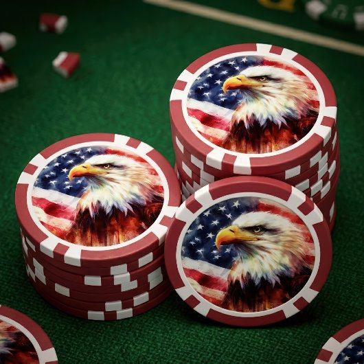 Bald-Adler mit USA-Flagge Pokerchips