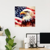 Bald-Adler mit USA-Flagge Poster (Heimbüro)