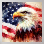 Bald-Adler mit USA-Flagge Poster (Vorne)