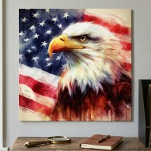 Bald-Adler mit USA-Flagge