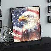 Bald-Adler mit USA-Flagge Poster