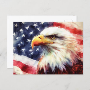 Bald-Adler mit USA-Flagge Postkarte