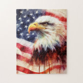 Bald-Adler mit USA-Flagge Puzzle (Vertikal)