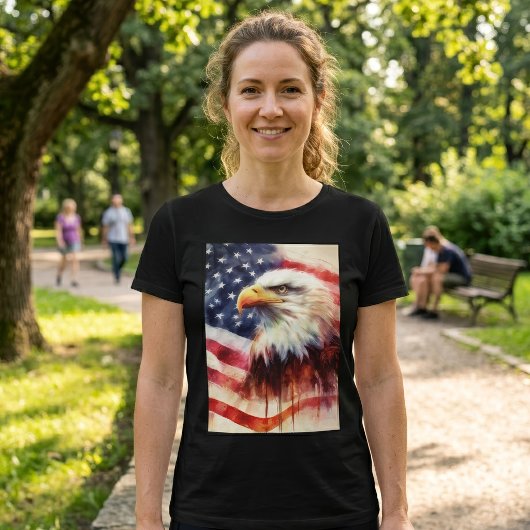 Bald-Adler mit USA-Flagge T-Shirt