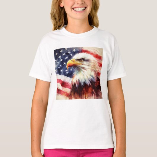 Bald-Adler mit USA-Flagge T-Shirt (Vorderseite)