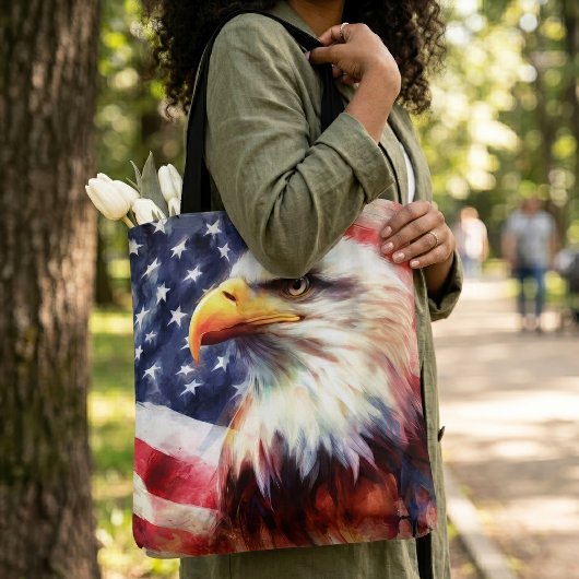 Bald-Adler mit USA-Flagge Tasche