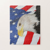 Bald-Adler mit Wellenflagge der Vereinigten Staate Puzzle (Vertikal)