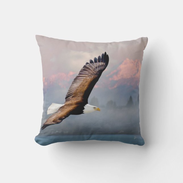 Bald Adler Soar Mountains Natur Inspiration Kissen (Vorderseite)