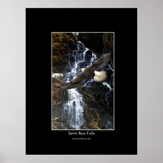 Bald Adler, Spirit Bear & Water Fall Art Poster (Vorne)