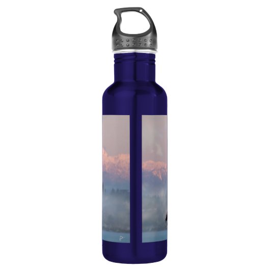 Bald Adler steigt über Gebirgslandschaft Edelstahlflasche (Rückseite)