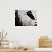 Bald-Adler stürzt durch Nebel Poster (Küche)