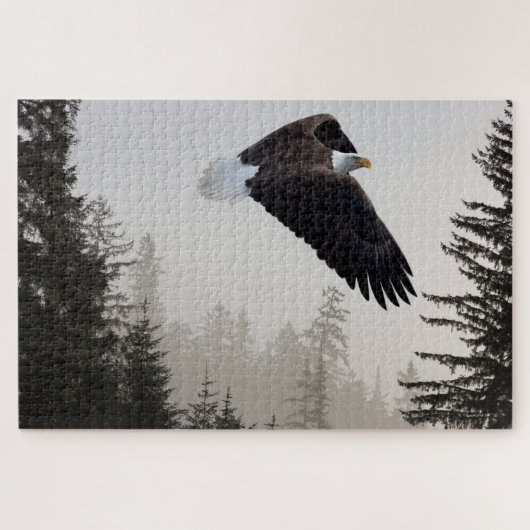 Bald-Adler stürzt durch Nebel Puzzle (Horizontal)