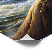 Bald Adler und Amerikanische Flagge auf einer Baum Poster (Ecke)