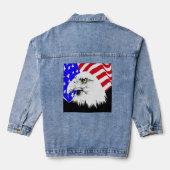 Bald Adler und amerikanische Flaggenfrauen Jeansjacke (Rückseite)