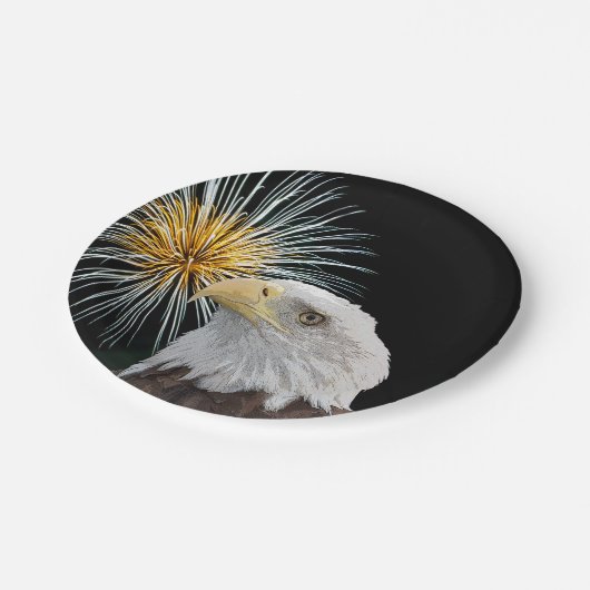 Bald Adler und Feuerwerke Pappteller (Schrägansicht)