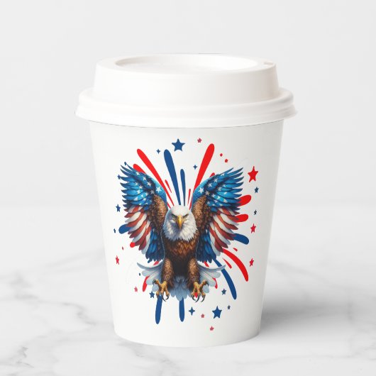 Bald Adler und lebendige US Flagge Cups Pappbecher (Vorderseite)