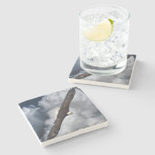 Bald Adler und Wolken Himmel Steinuntersetzer (Seitenansicht)