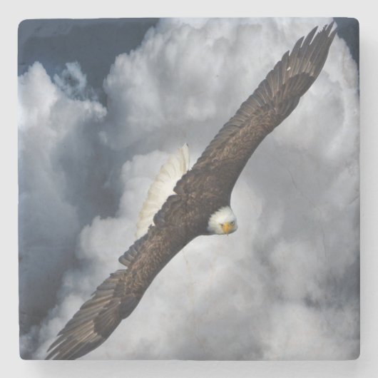 Bald Adler und Wolken Himmel Steinuntersetzer (Vorderseite)