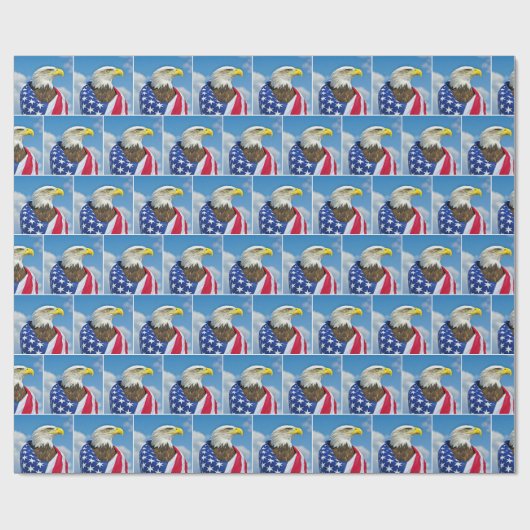 Bald-Adler unter amerikanischer Flagge Geschenkpapier (Flach)