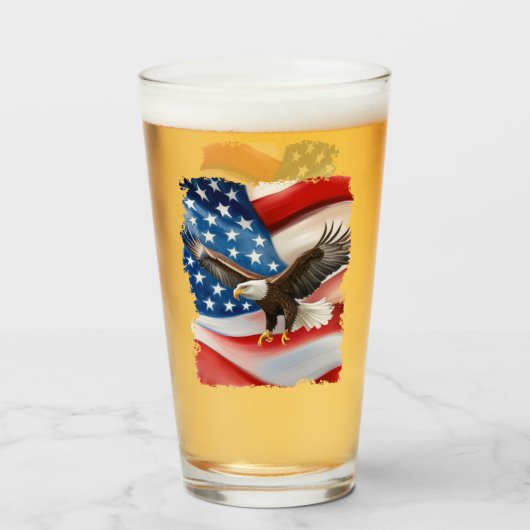 Bald Adler & US Flag 4. Juli Glas (Vorne (Gefüllt))