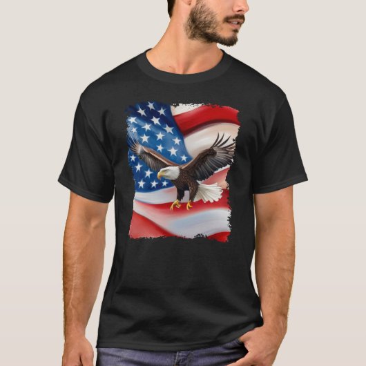 Bald Adler & US Flag 4. Juli T-Shirt (Vorderseite)