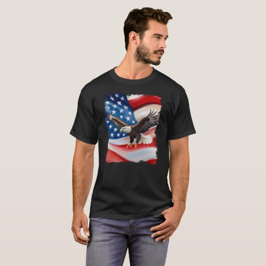 Bald Adler & US Flag 4. Juli T-Shirt (Vorne ganz)