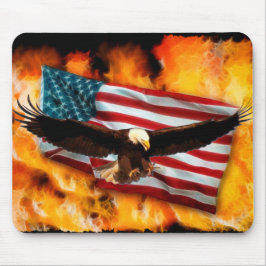Bald Adler, US-Flagge und Flammen Patriotische Mou Mousepad
