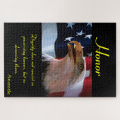 Bald-Adler vor einer amerikanischen Flagge Puzzle (Horizontal)